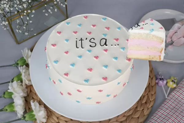 Pink Blue Heart Cake